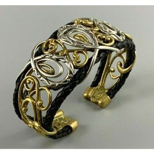 Carolyn Pollack Sterling Silver Leather Cuff